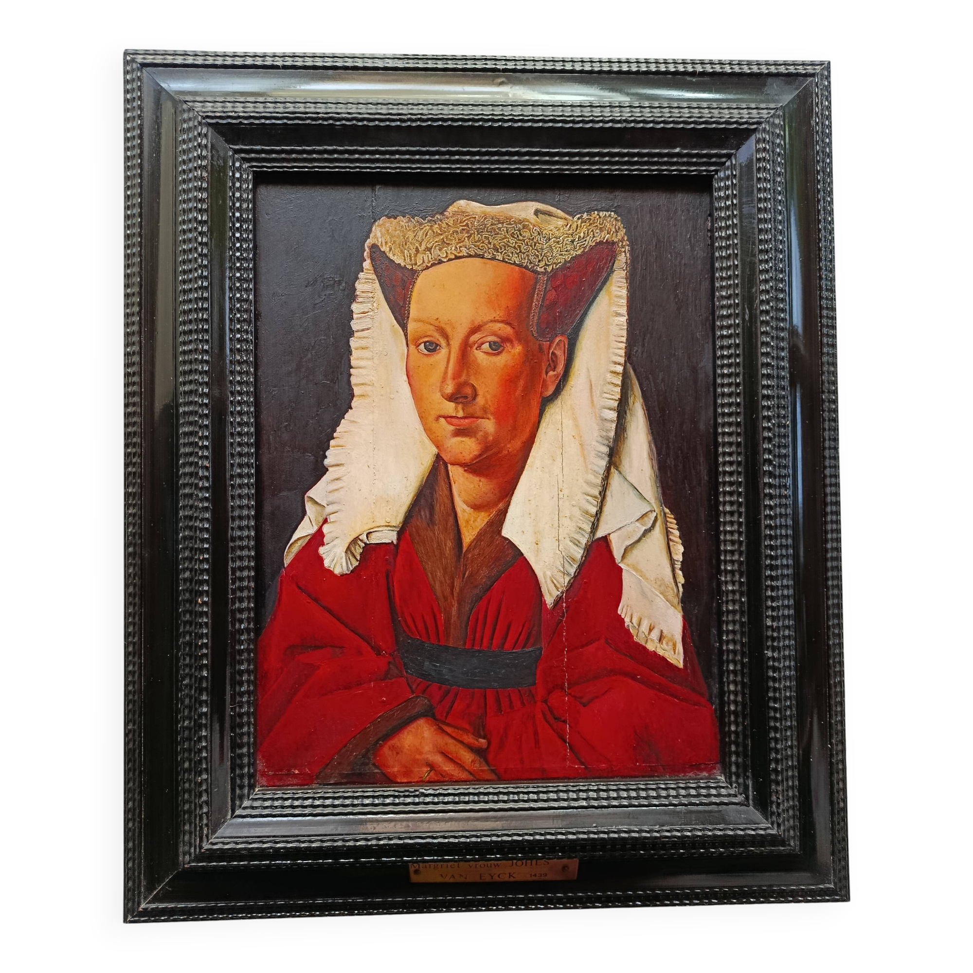 oil on wood, portrait of Marguerite VAN EYCK, copy by Henri BOURINET 1982