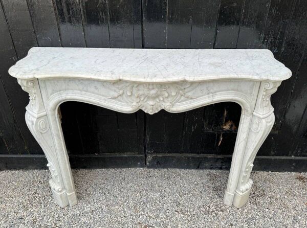 Cheminée De Style Louis XV En Marbre De Carrare Ver 1880