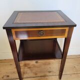 English pedestal table with leather top