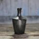 Black glazed terracotta vase, small vase signed Helm in Canet, interior decoration, collection.