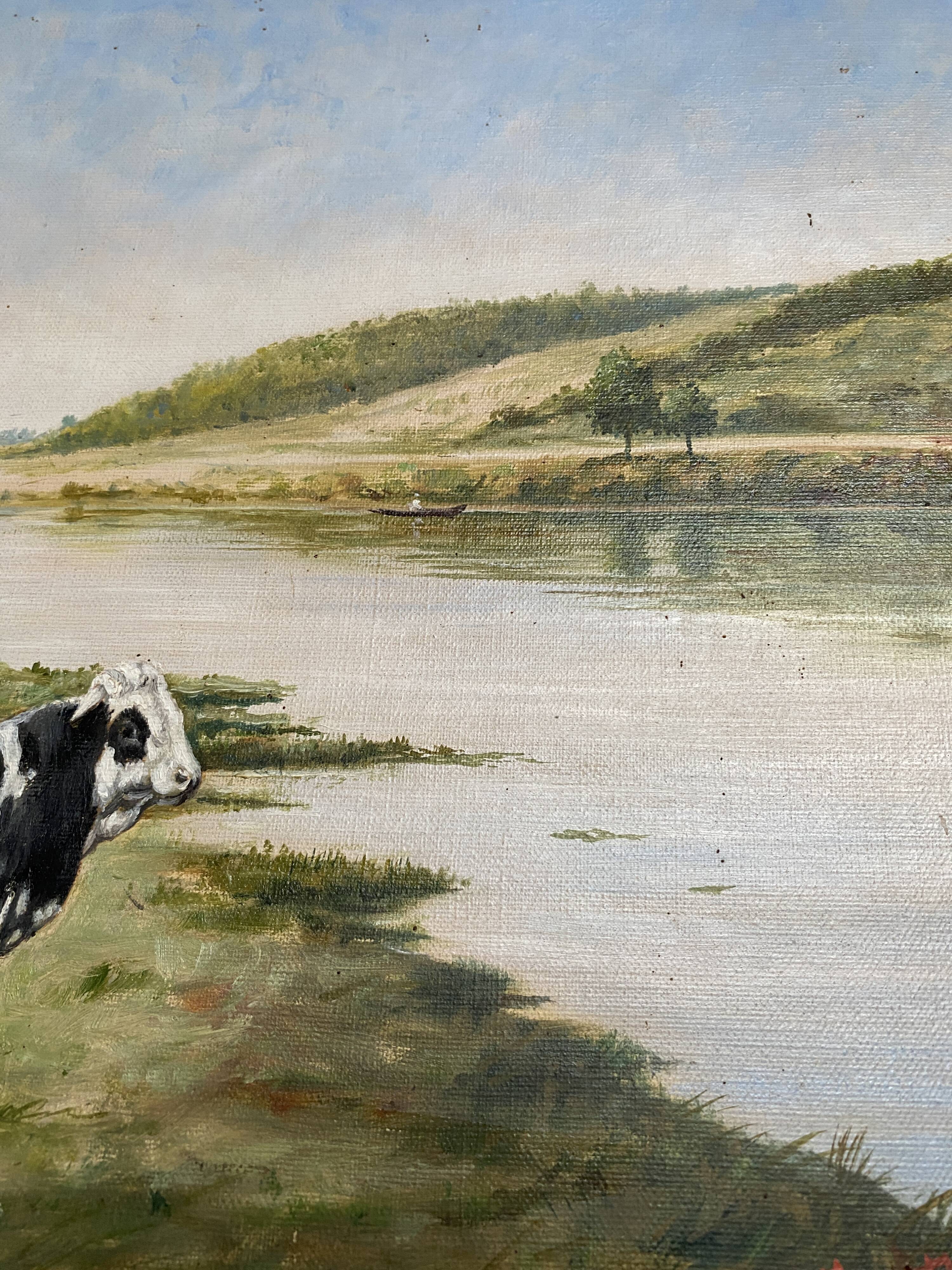 Cow by a River – French School, late 19th century