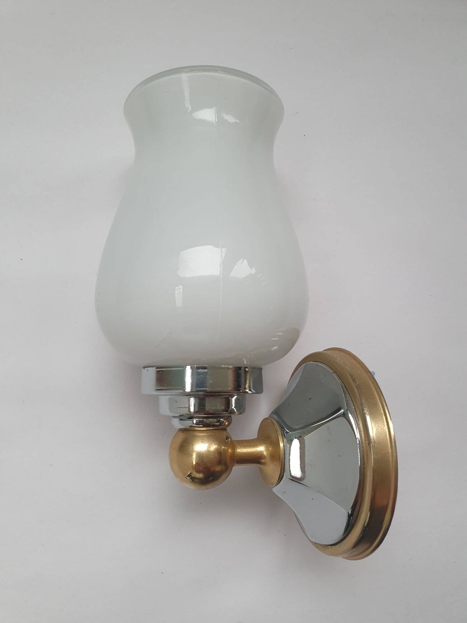 Pair of vintage bathroom gold and silver wall lights