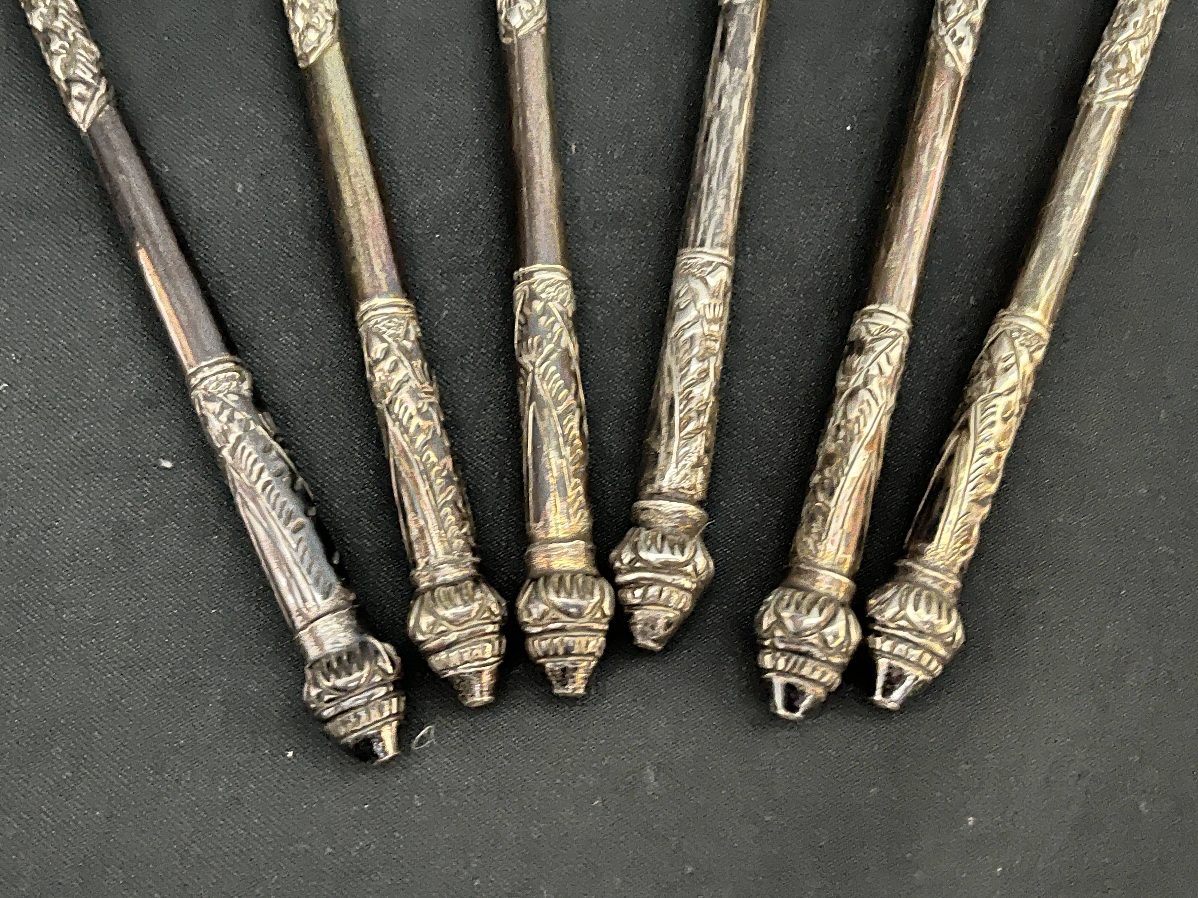 Cambodia, six silver cocktail spoons circa 1900