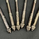 Cambodge, six cuillères à cocktail en argent vers 1900