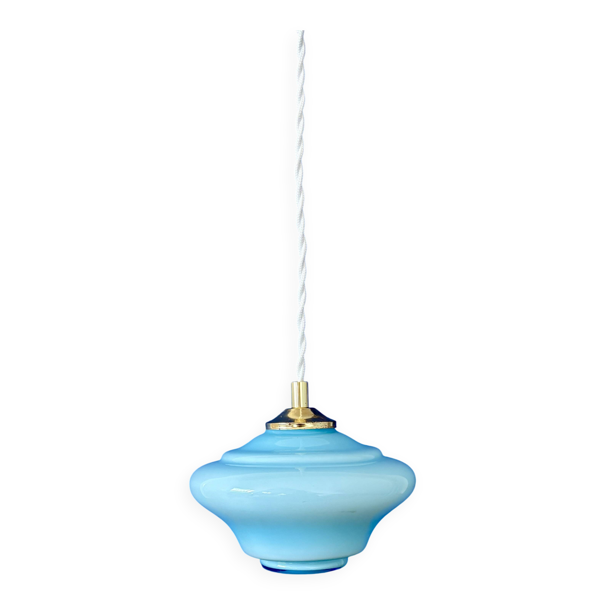 Vintage blue opaline suspension globe