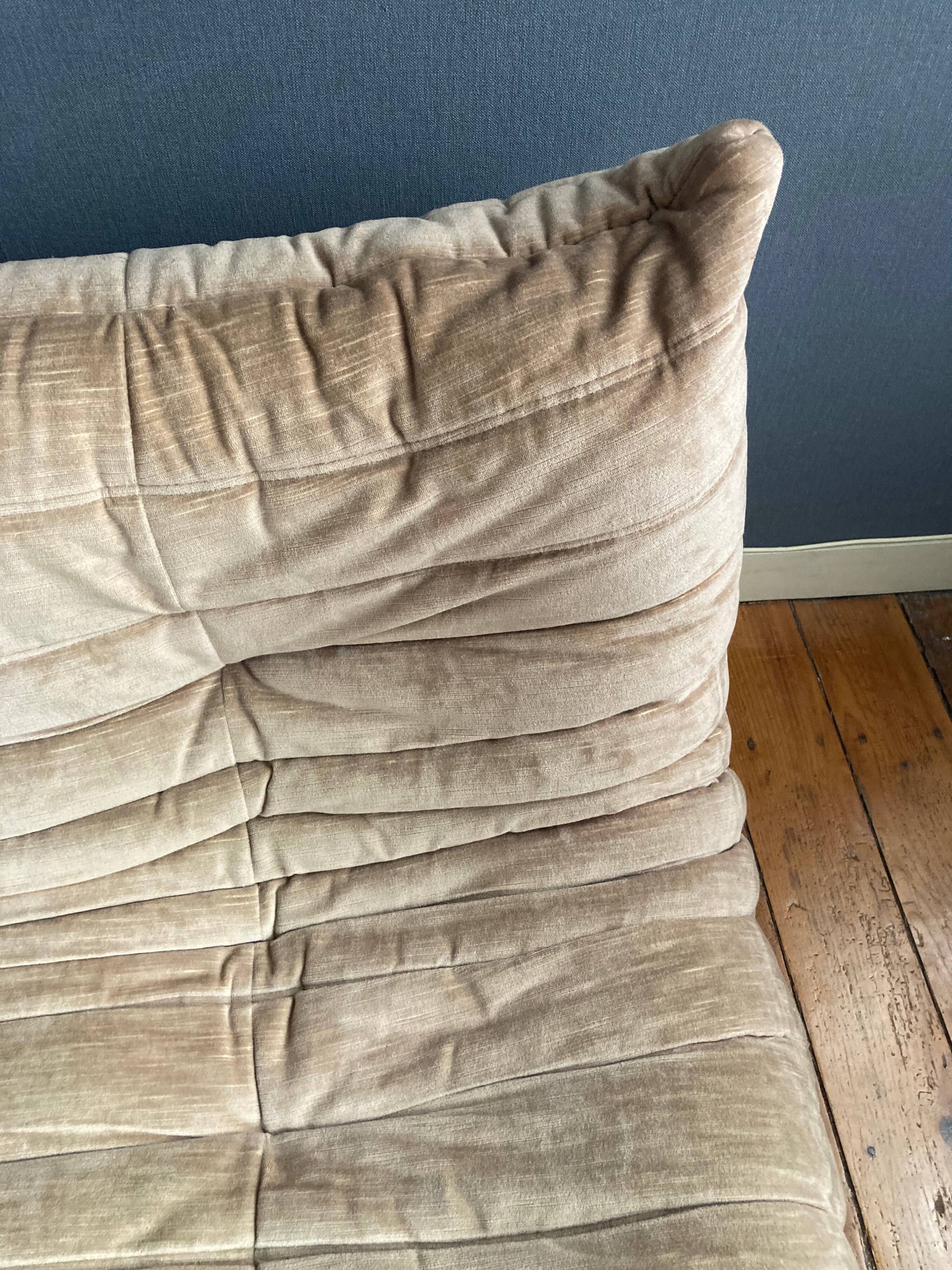 3-seater Togo velvet sofa