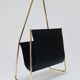 Porte-revues Carl Auböck II Midcentury, laiton et cuir noir, vintage, Autriche