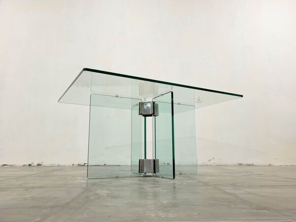 Table basse en verre vintage attribuée à Peter Ghyczy, années 1970