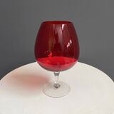 Empoli red large glass shape vase 1960s