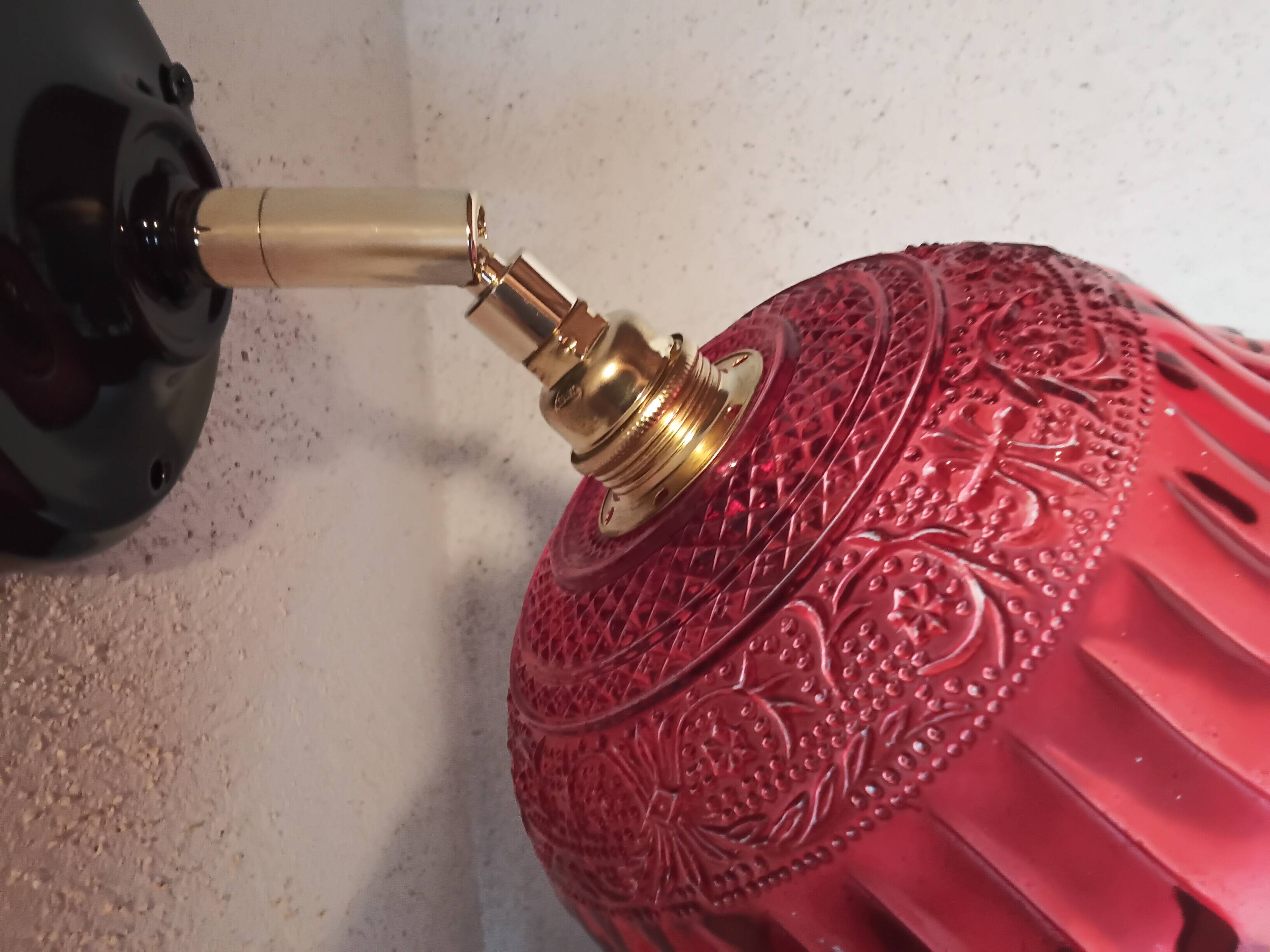 Vintage red glass wall light