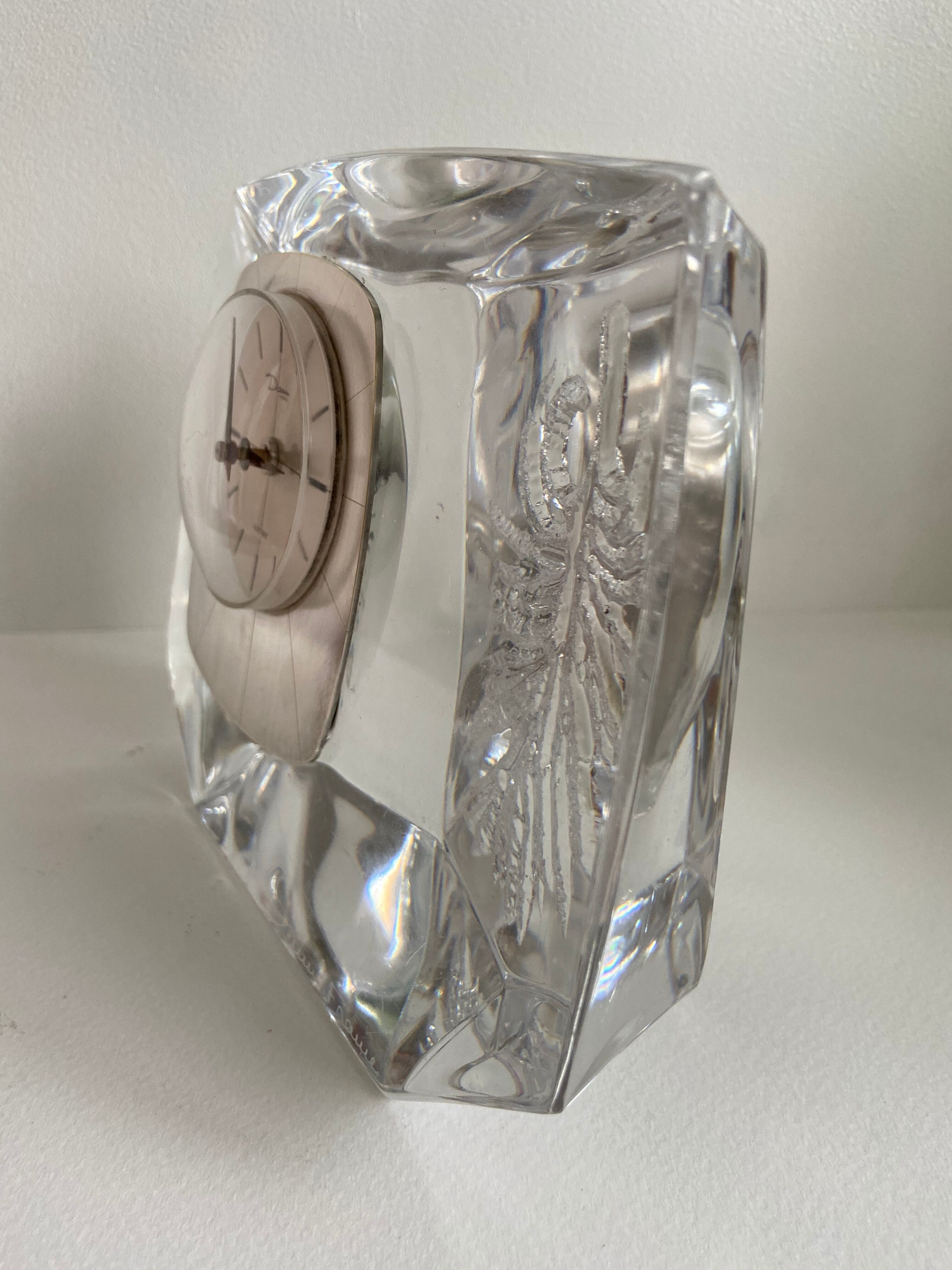 Crystal clock by Daum 1970