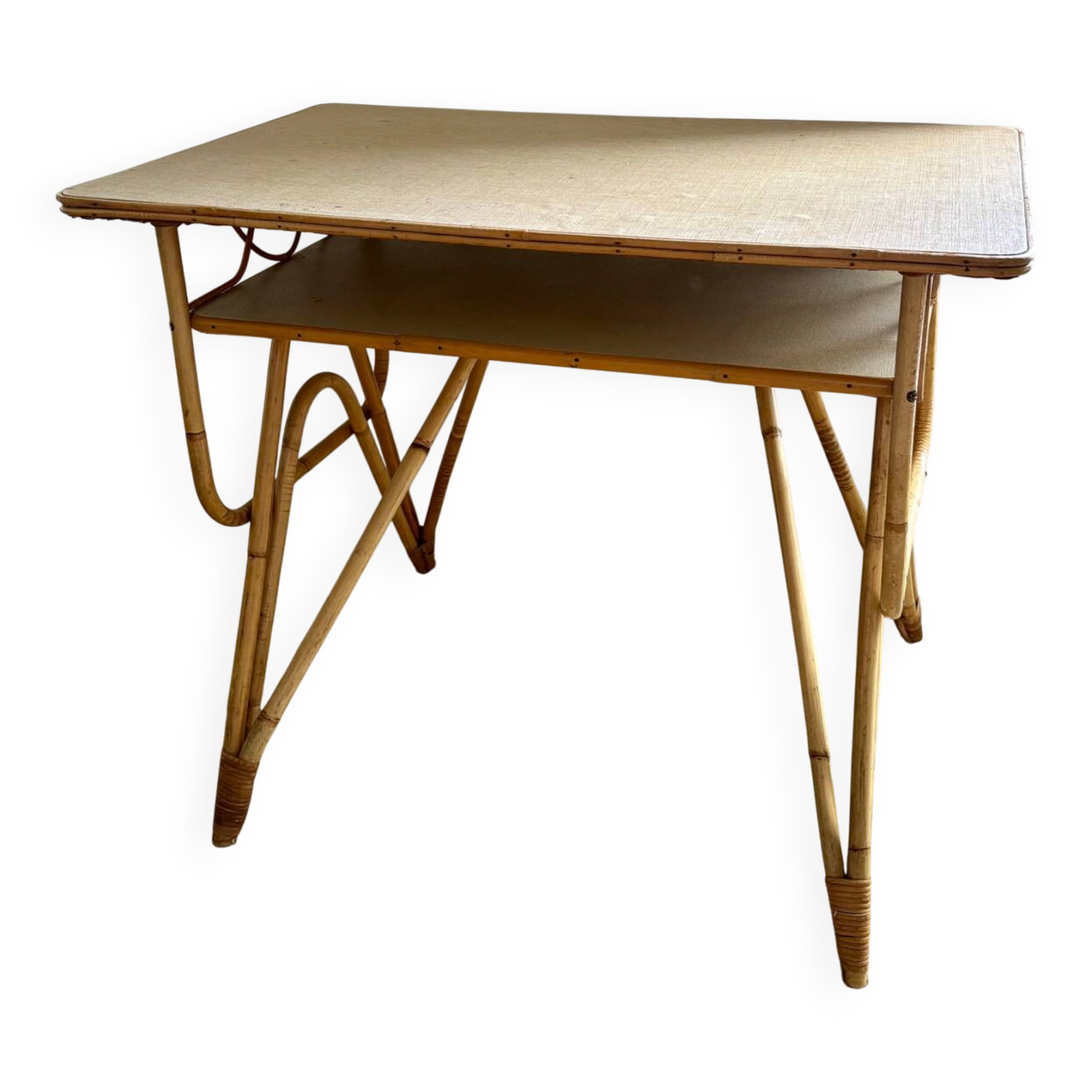 Vintage desk in rattan and bamboo from the 50s/60s.
