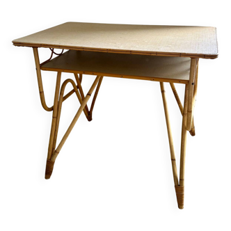Vintage desk in rattan and bamboo from the 50s/60s.