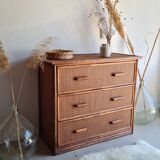 Vintage rattan chest of drawers