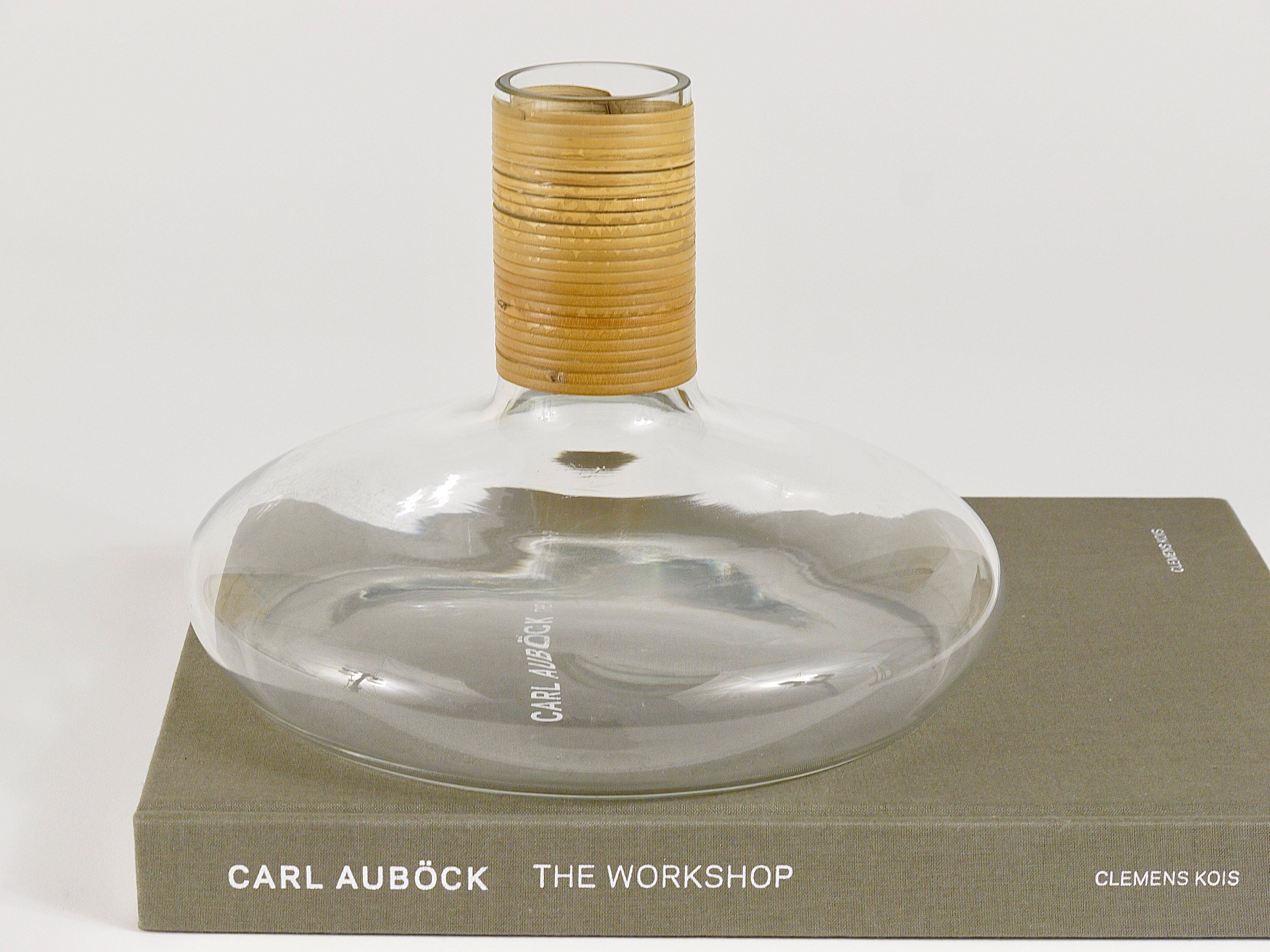 Vase or decanter by Carl Aubock with wicker top, mid-century, Austria, 1950s.