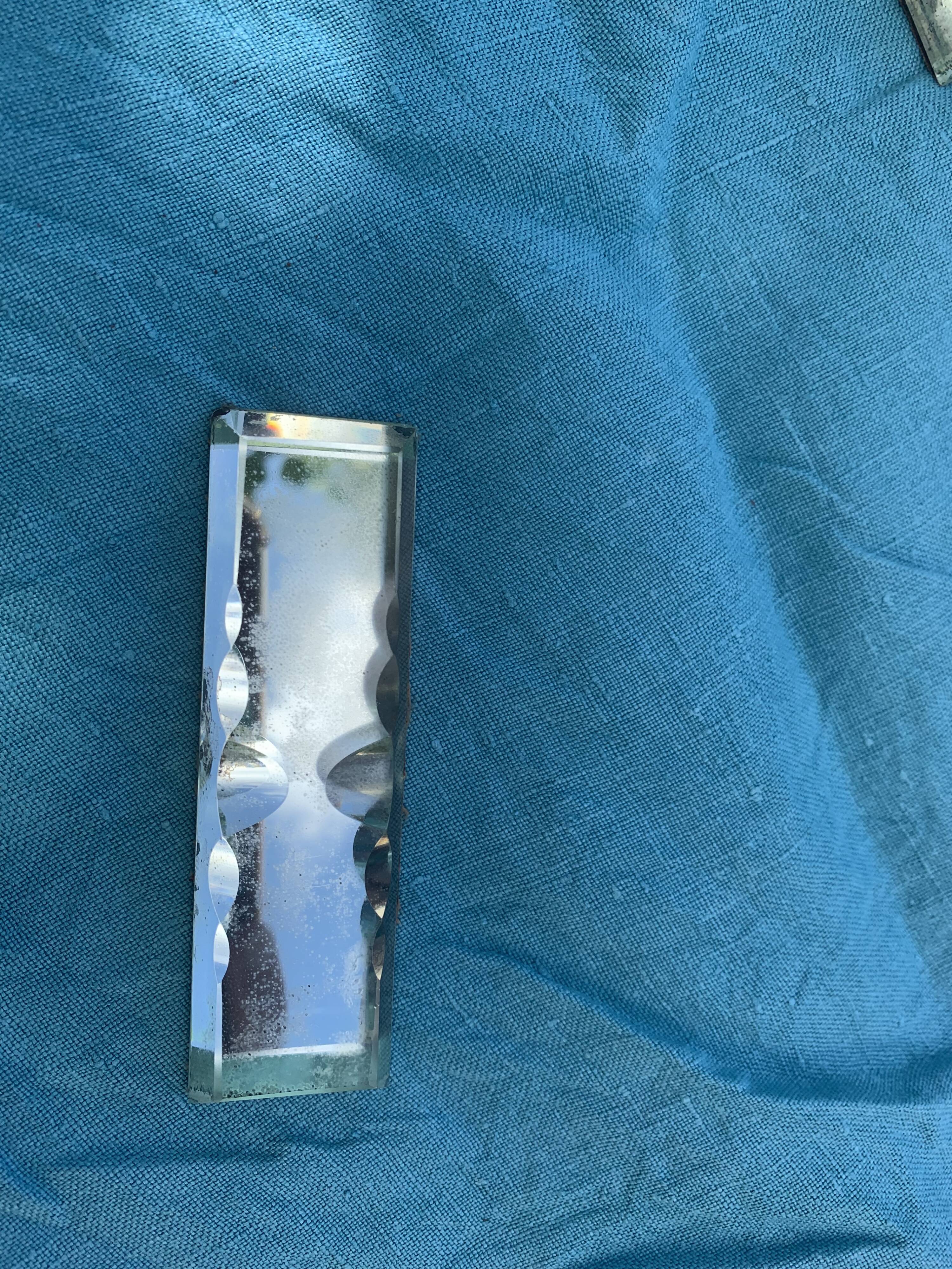 6 knife holders and a bottle bottom, glass, beveled mirror