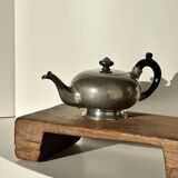 Small teapot, pewter coffee pot flattened oval shape