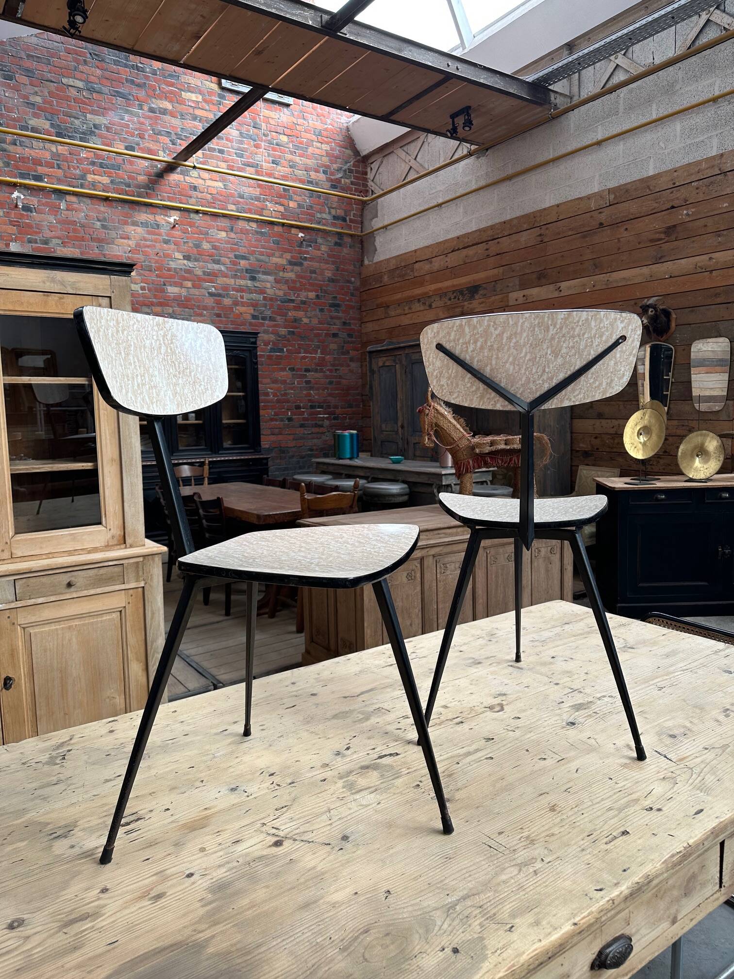 Pair of 60s tripod chairs