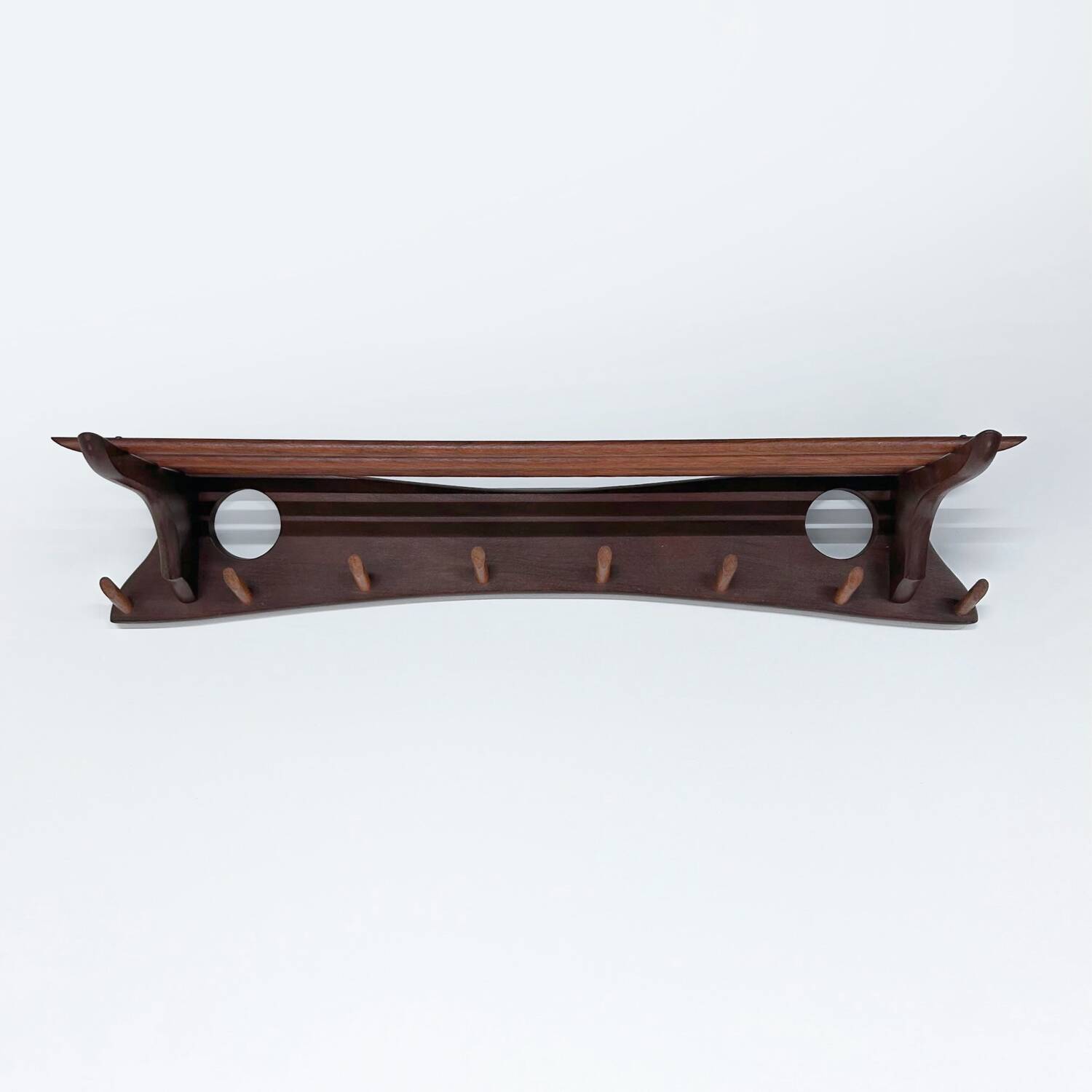 Vintage Wall Coat Rack of Solid Teak , 1960s | Two-tone Wood