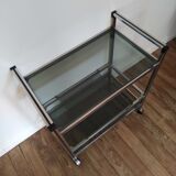Desserte bar inox et verre fumé