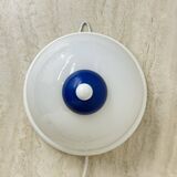 Vintage glass blue and white wall lamp sconce , 1970s