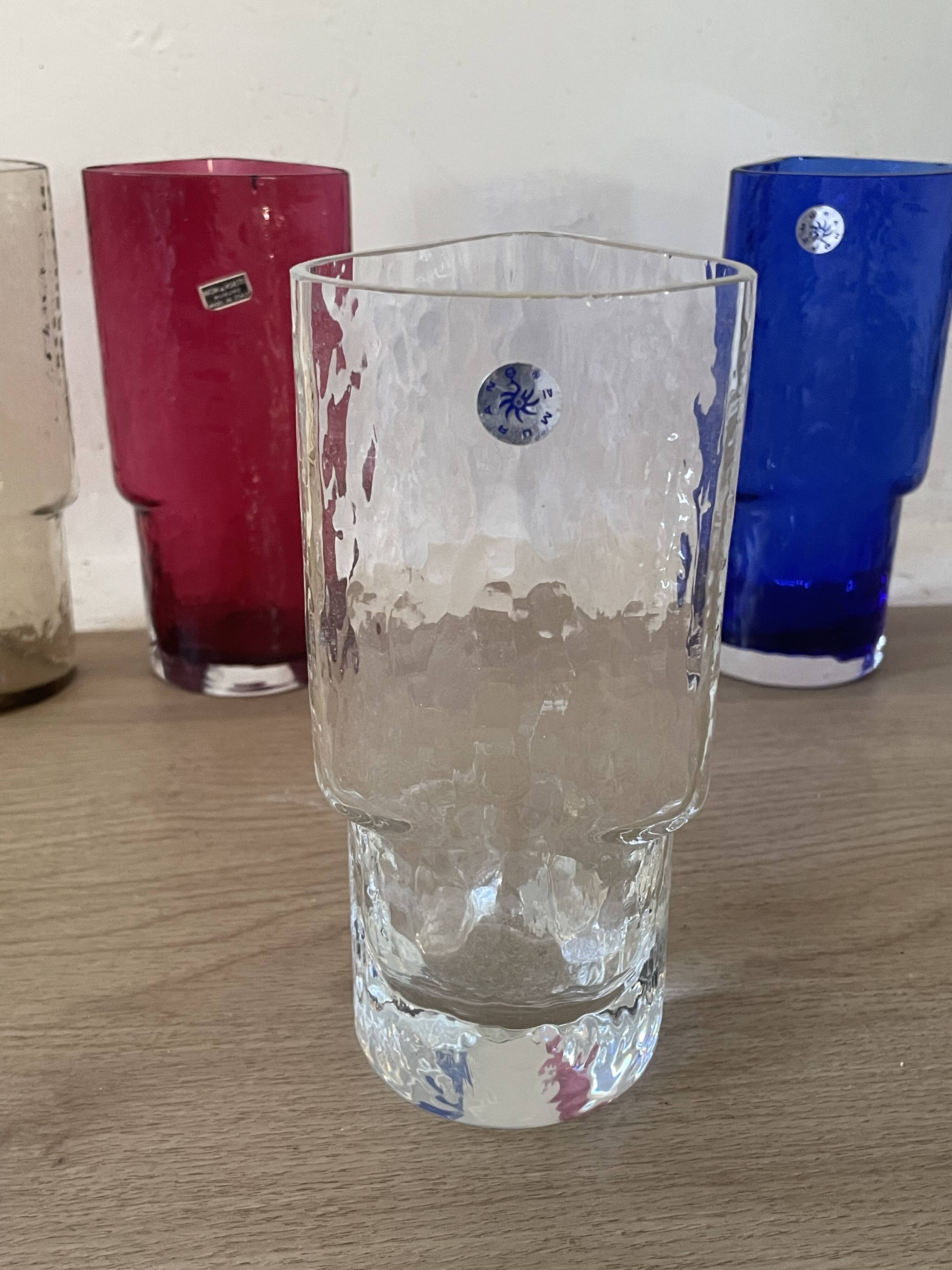 4 vintage coloured long drink glasses in Murano glass by Nason Moretti,