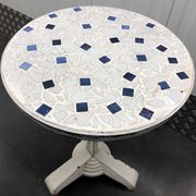 Art Deco cast garden table and porcelain shard tray