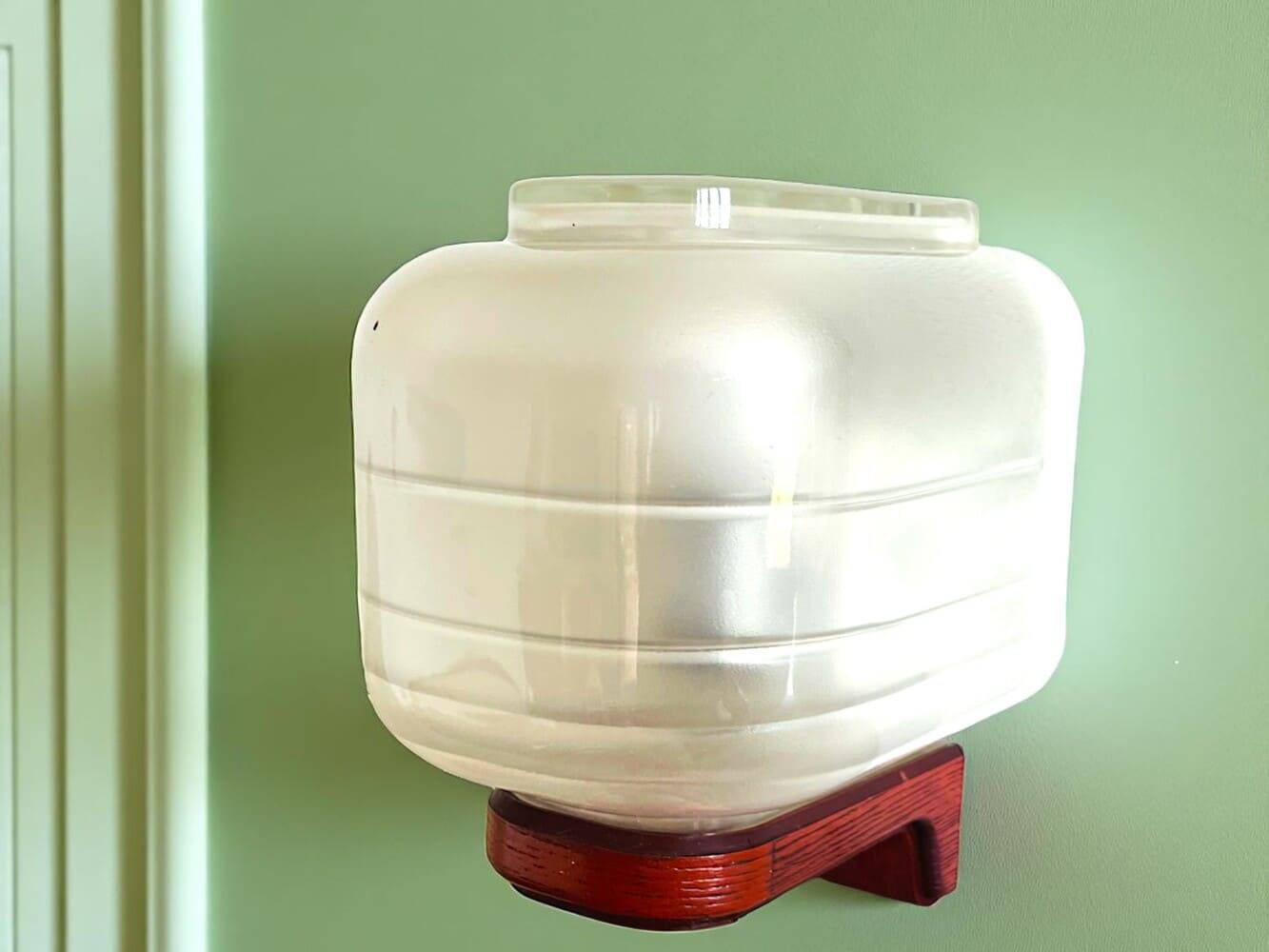 Glass and wood wall sconce light