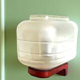 Glass and wood wall sconce light