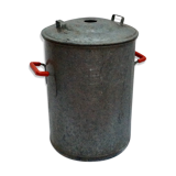 Old zinc washing slee with its lid and two handles size:H-50cm- diameter -34.5cm-
