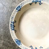 Plat rond et creux Badonviller en faïence émaillée blanche et bleue, service "Verdun"