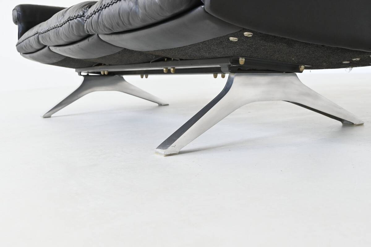 Canapé 3 places De Sede modèle DS-31 en cuir noir, Suisse 1970