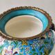 Antique jardinière ceramic enamel Longwy with bronze mount elephant head