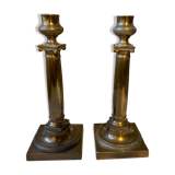 Pair of bronze candle holders
