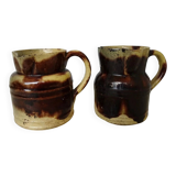 Petite paire de pichets anciens en céramique française de Dieulefit