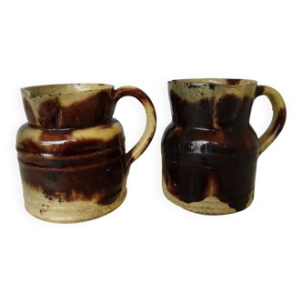 Petite paire de pichets anciens en céramique française de Dieulefit