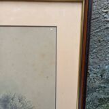 Old pencil drawing, thatched cottage in a grove, late 19th century