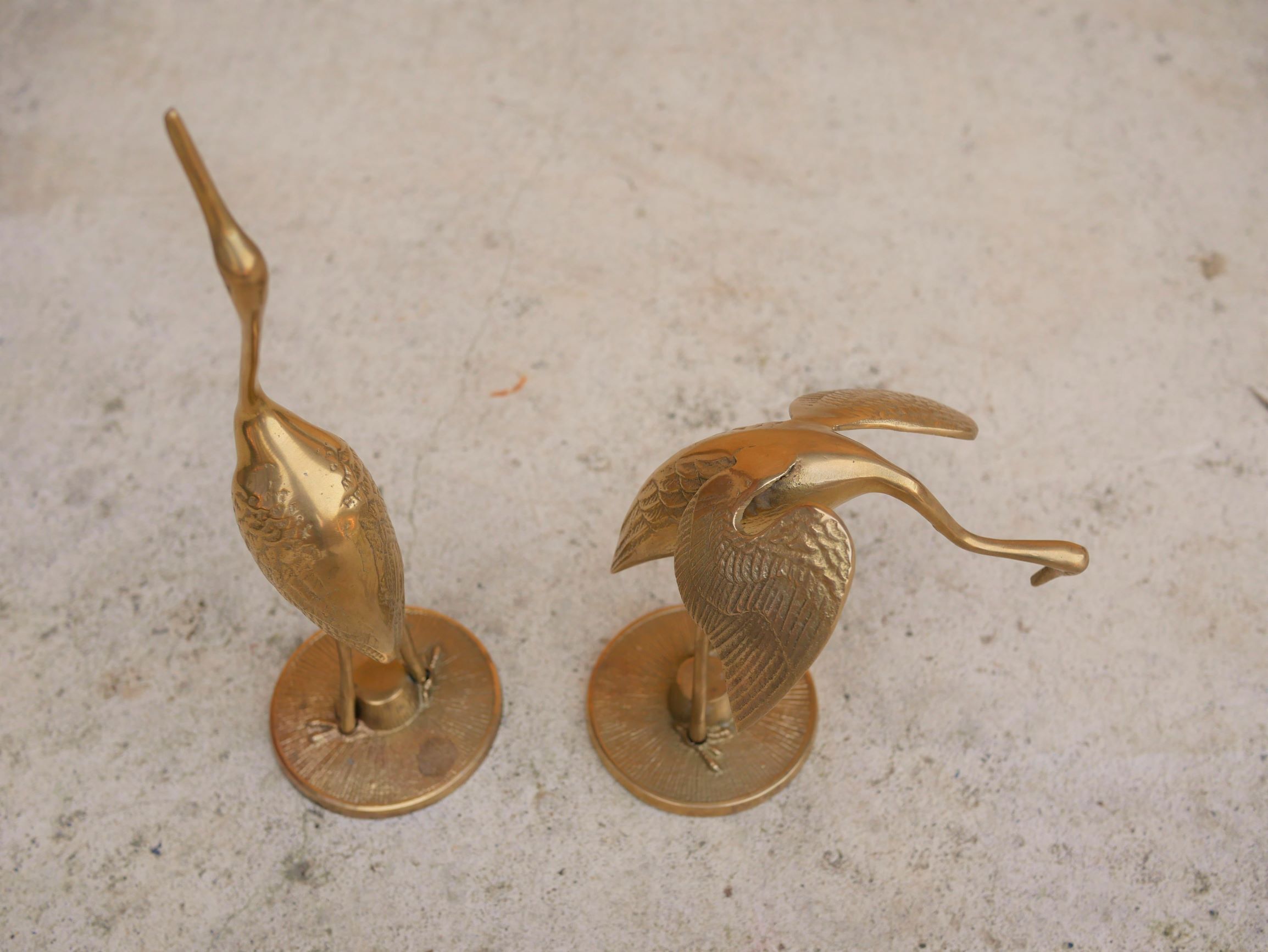 Couple de hérons vintage en laiton