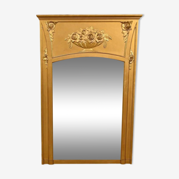 Miroir en Bois et Staff Doré, style Louis XVI – 1930