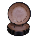 6 deep plates in Grés Salins Marrons swirls