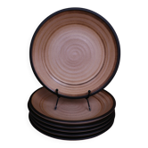 6 deep plates in Grés Salins Marrons swirls