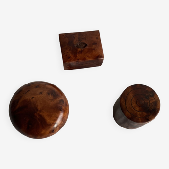 Set of 3 small Thuya wooden boxes