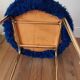 Chair in royal blue moumoute and brass legs 60s