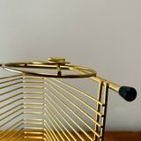 Vintage record holder in gold metal - for 50 vinyls