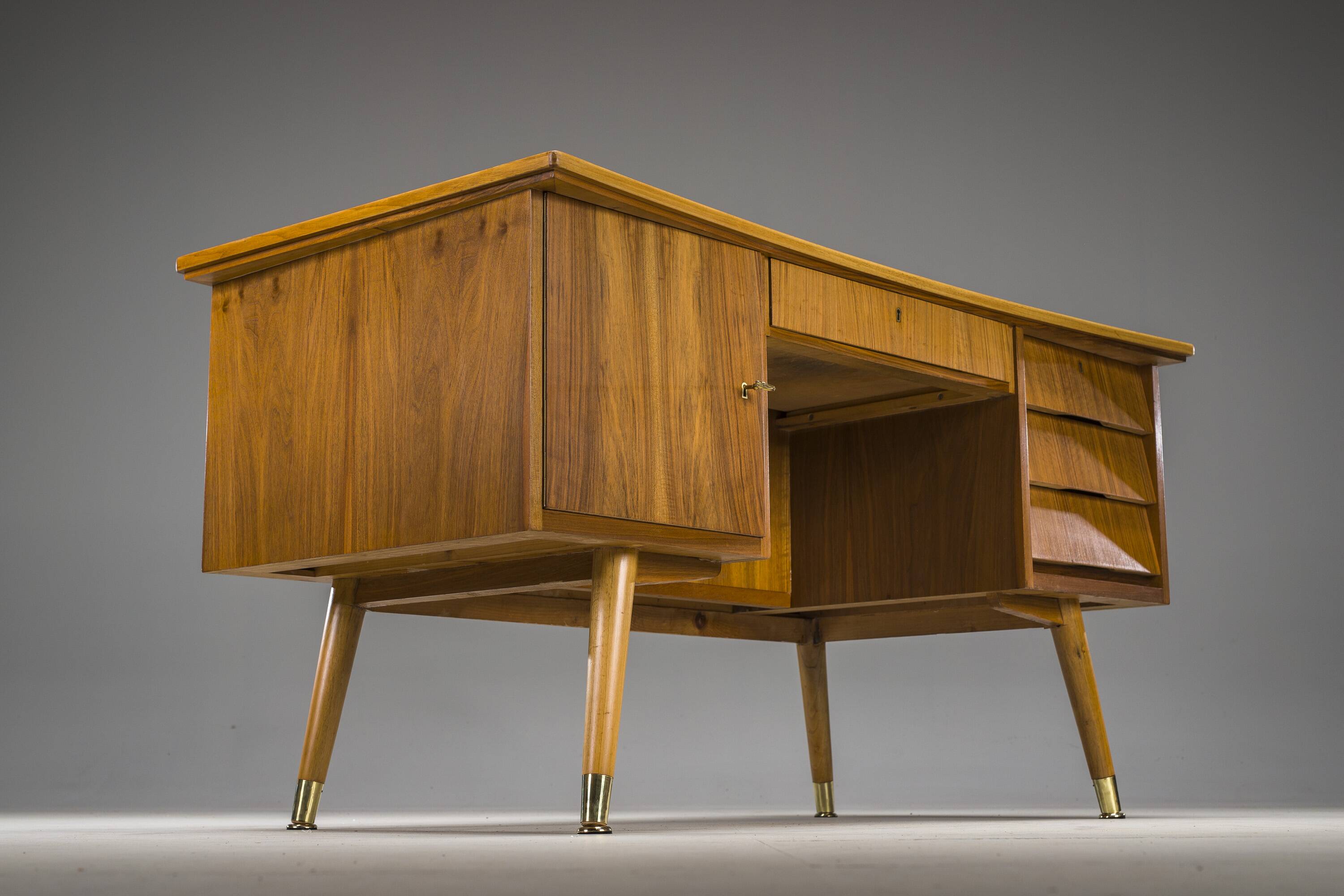 Freestanding Desk in Walnut, 1960s