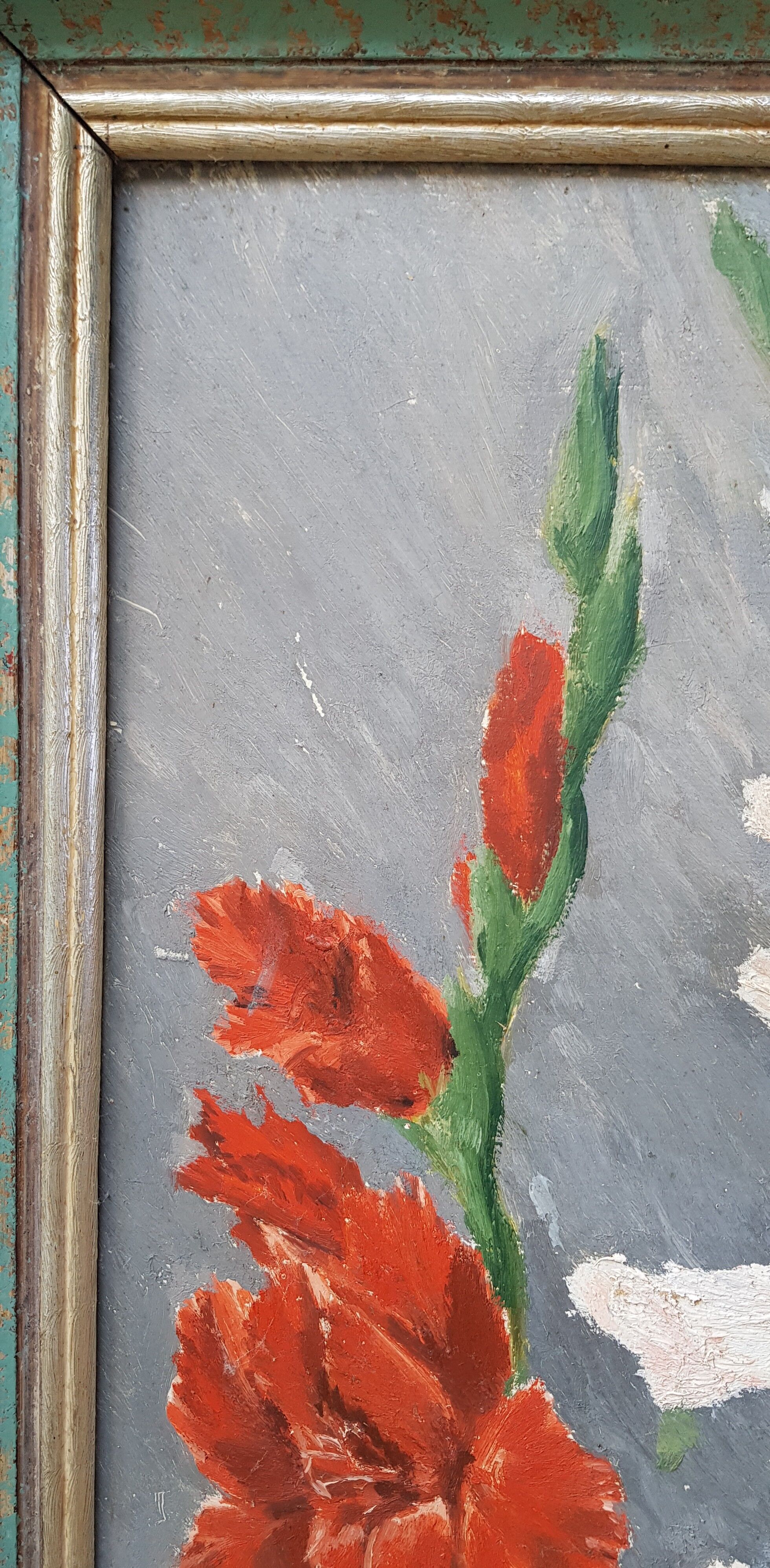 Painting on wood: gladiolus