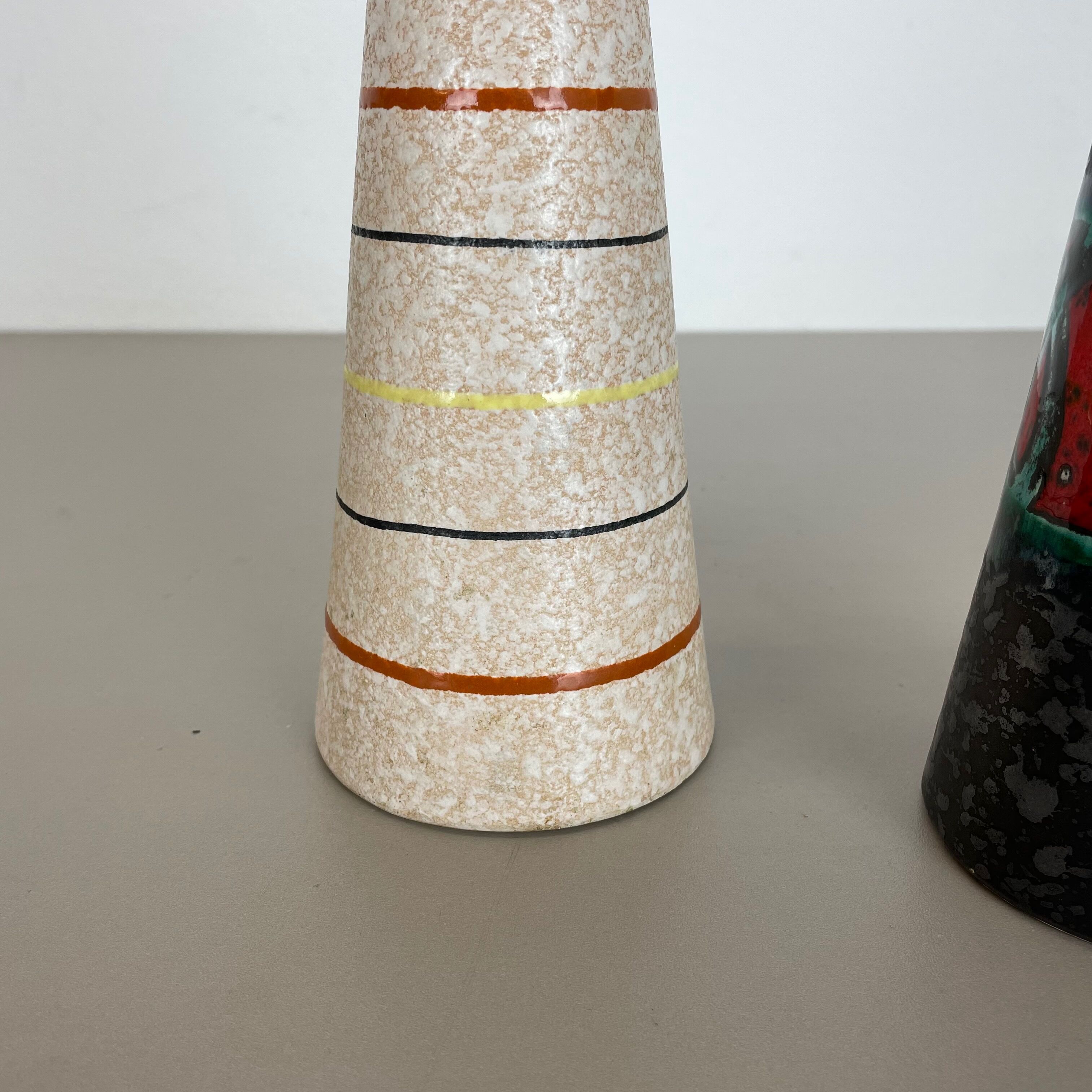 Set of Two Pottery Fat Lava Vases "Multi-Color" by Scheurich, Germany, 1970s