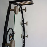 Vintage iron coat rack with mirror