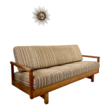 Old wooden sofa vintage brutalist design 60s