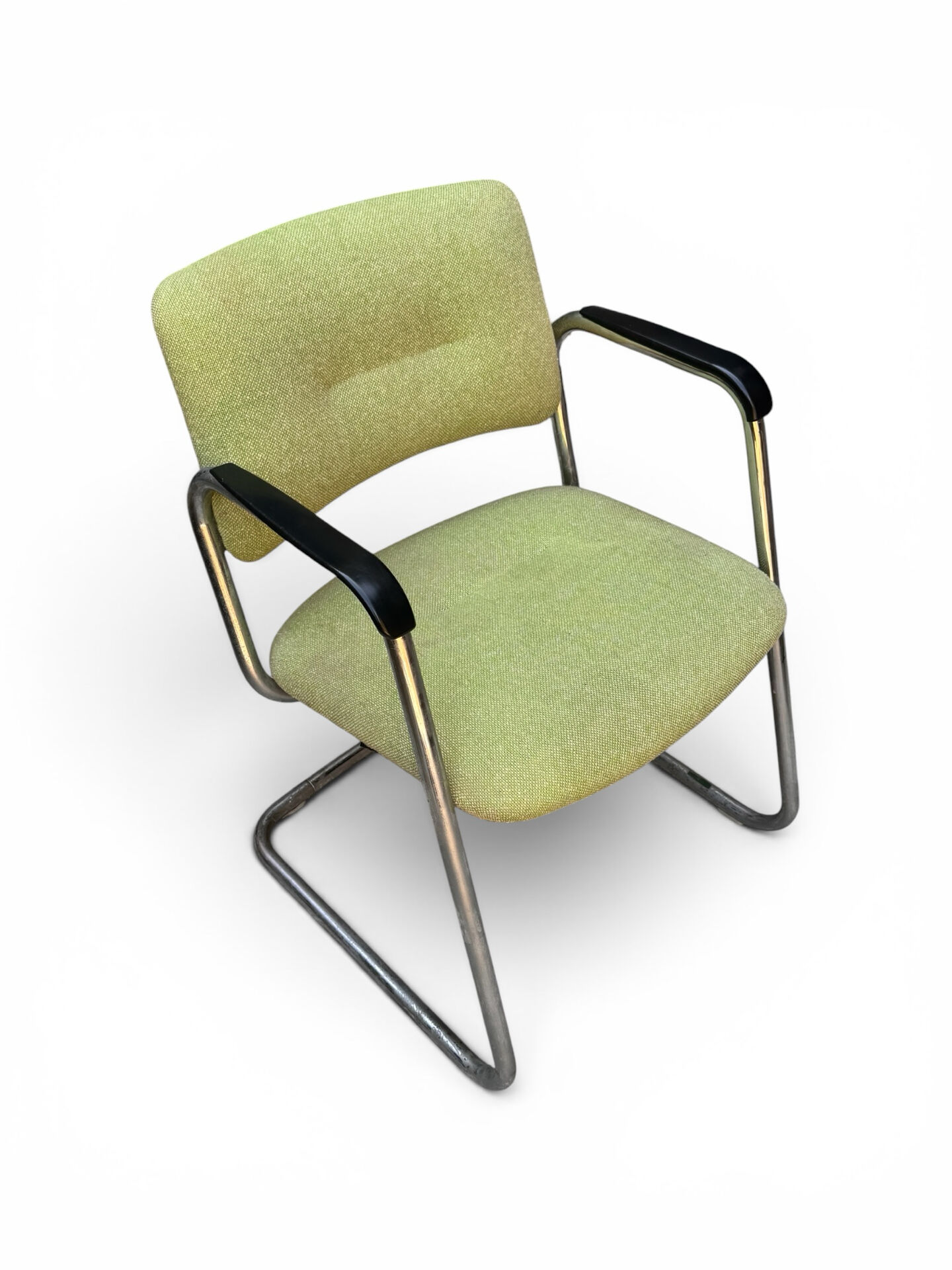 Fauteuil vintage Strafor Steelcase 421, vert chiné